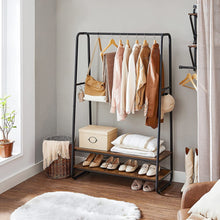 Load image into Gallery viewer, VASAGLE Clothes Rack with 2 Shelves Rustic Brown and Black
