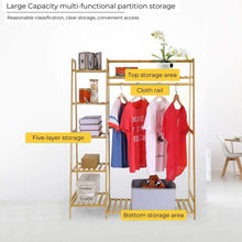 Load image into Gallery viewer, Bamboo Trapezoidal Coat Rack, Lightweight, Sturdy Shelves Drawer 100cm