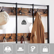 Load image into Gallery viewer, Vasagle Large Coat Rack Stand Coat Tree with 12 Hooks and Shoe Bench Brown and Black
