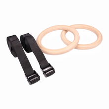 Load image into Gallery viewer, Wooden Gymnastic Rings with Adjustable Straps Heavy Duty Exercise Gym Rings (Wooden)