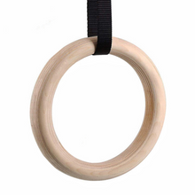 Load image into Gallery viewer, Wooden Gymnastic Rings with Adjustable Straps Heavy Duty Exercise Gym Rings (Wooden)
