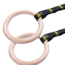 Load image into Gallery viewer, Wooden Gymnastic Rings with Adjustable Numbered Straps (Wooden)