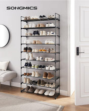 Load image into Gallery viewer, 10 Tier Metal Shoe Rack for 50 Pairs of Shoes Black