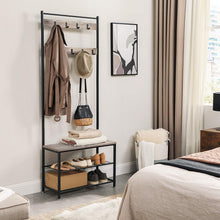 Load image into Gallery viewer, VASAGLE 175cm Coat Rack Stand Shoe Bench with Shelves Greige