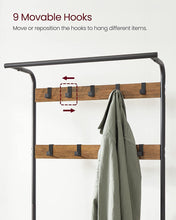 Load image into Gallery viewer, VASAGLE Coat Rack with Shoe Rack 183 cm Height Walnut Brown and Black