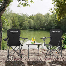 Load image into Gallery viewer, Set of 2 Folding Camping Outdoor Chairs Black