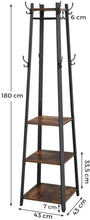 Load image into Gallery viewer, Coat Rack with 3 Shelves Rustic Brown and Black