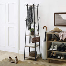 Load image into Gallery viewer, Coat Rack Stand with 3 Shelves Industrial Greige