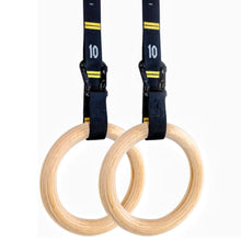 Load image into Gallery viewer, Wooden Gymnastic Rings with Adjustable Numbered Straps (Wooden)
