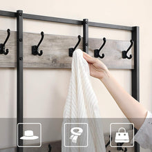 Load image into Gallery viewer, VASAGLE Large Coat Rack Stand with 12 Hooks and Shoe Bench Greige and Black
