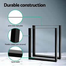 Load image into Gallery viewer, EKKIO 2x Rectangle Iron Table Legs 71cm(H) x 65cm(L) - (Black)