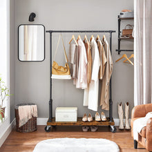 Load image into Gallery viewer, VASAGLE Clothes Rack Single Rail with Wheels
