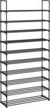 Load image into Gallery viewer, 10 Tier Metal Shoe Rack for 50 Pairs of Shoes Black