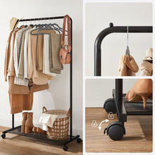 Load image into Gallery viewer, SONGMICS Clothes Rack with Wheels Sturdy Steel Frame Black