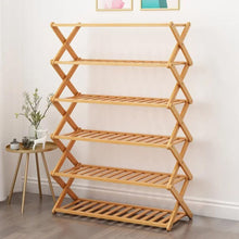 Load image into Gallery viewer, 6 Tier Foldable Bamboo Shoe Rack
