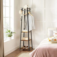 Load image into Gallery viewer, Coat Rack with 3 Shelves Rustic Brown and Black