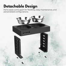 Load image into Gallery viewer, Elevated Pet Feeder Food Water Double Bowl Adjustable Height Raised Stand
