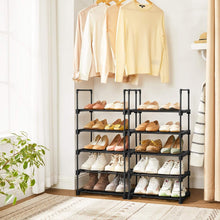 Load image into Gallery viewer, 5 Tier Metal Shoe Rack for 10 Pairs of Shoes Black