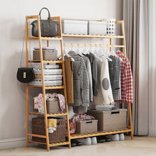 Load image into Gallery viewer, Bamboo Trapezoidal Coat Rack, Lightweight, Sturdy Shelves Drawer 100cm