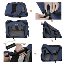 Load image into Gallery viewer, Dog Kennel Transport Box Folding Fabric Pet Carrier 60cm Dark Blue