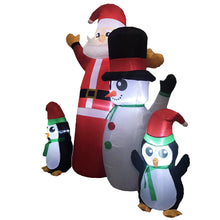 Load image into Gallery viewer, 1.8m Santa Snowman and Penguin Greeting Christmas Inflatable with LED