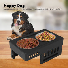 Load image into Gallery viewer, Elevated Pet Feeder Food Water Double Bowl Adjustable Height Raised Stand