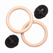 Load image into Gallery viewer, Wooden Gymnastic Rings with Adjustable Straps Heavy Duty Exercise Gym Rings (Wooden)
