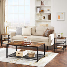 Load image into Gallery viewer, Coffee Living Room Table with Dense Mesh Shelf Rustic Brown