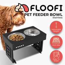 Load image into Gallery viewer, Elevated Pet Feeder Food Water Double Bowl Adjustable Height Raised Stand