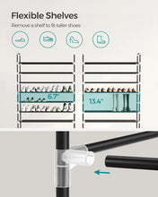 Load image into Gallery viewer, 10 Tier Metal Shoe Rack Non-Woven Fabric Shelves Holds up to 50 Pairs Black