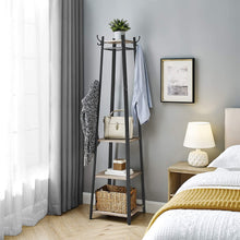 Load image into Gallery viewer, Coat Rack Stand with 3 Shelves Industrial Greige