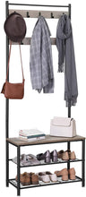 Load image into Gallery viewer, VASAGLE 175cm Coat Rack Stand Shoe Bench with Shelves Greige