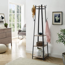 Load image into Gallery viewer, Coat Rack Stand with 3 Shelves Industrial Greige