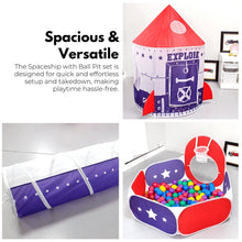 Load image into Gallery viewer, Kids 3 in 1 Spaceship Tent (Purple and Red)