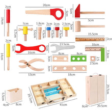 Load image into Gallery viewer, Wooden Tool Box set building and fixing pretend play educational toy