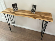 Load image into Gallery viewer, Console hall entrance table handmade from Cypress Australian timber -110cm length with minimalist legs
