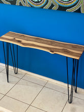 Load image into Gallery viewer, Console hall entrance table handmade from Cypress Australian timber -110cm length with minimalist legs