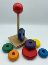 Load image into Gallery viewer, Wooden Toy Rainbow Tower shapes Stacker-multi colour