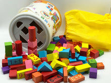 Load image into Gallery viewer, Kids Wooden Blocks 100 Pcs with Tub- Rec. Age: 24 months+