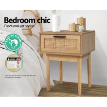 Load image into Gallery viewer, 2 x Rattan Bedside Tables with Drawer (Twin Pack)-7