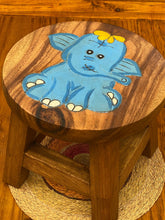 Load image into Gallery viewer, Children's Wooden Stool Blue Baby ELEPHANT Themed Chair Toddlers Step sitting Stool