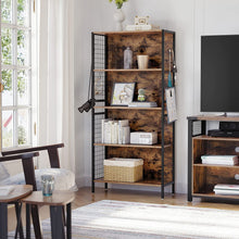 Load image into Gallery viewer, VASAGLE 4 Tiers Bookcase Office Storage Shelf Rustic Brown and Black