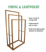 Load image into Gallery viewer, CARLA HOME Bamboo Towel Bar Holder Rack 3-Tier Freestanding for Bathroom and Bedroom