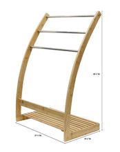 Load image into Gallery viewer, CARLA HOME Bamboo Towel Bar Metal Holder Rack 3-Tier Freestanding and Bottom shelf for Bathroom