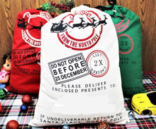 Load image into Gallery viewer, Christmas Santa Gift Sacks Stockings Large Canvas  50 cm x 70 cm Kids Gift Bag