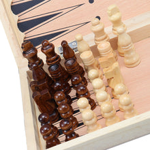 Load image into Gallery viewer, 3-in-1 Folding Chessboard Wood Chess Board Box Puzzle Kids Adult Game Toy with Chess