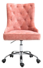 Load image into Gallery viewer, Velvet Upholstered Tufted Office Chair with Studs-Pink