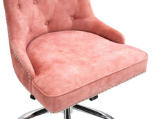 Load image into Gallery viewer, Velvet Upholstered Tufted Office Chair with Studs-Pink