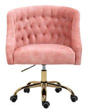 Load image into Gallery viewer, Velvet Upholstered Tufted Office Chair Gold Base-Pink