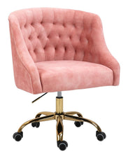Load image into Gallery viewer, Velvet Upholstered Tufted Office Chair Gold Base-Pink